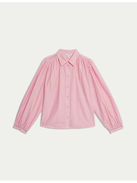 Marks & Spencer Vyšívaná westernová košeľa z čistej bavlny Marks & Spencer ružová