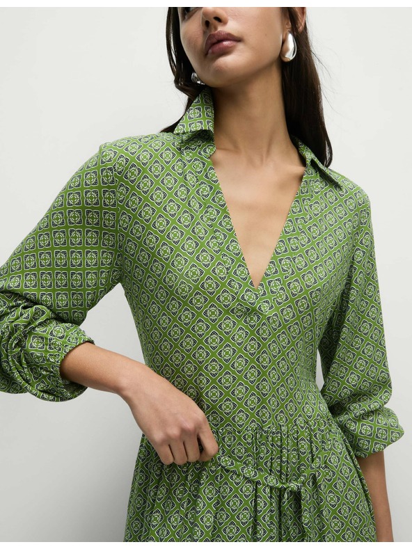 Marks & Spencer Košeľové midi šaty s véčkovým výstrihom Marks & Spencer zelené