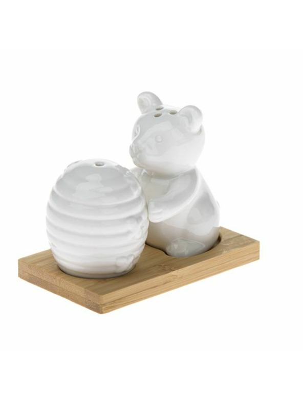 Casa de Engel Porcelánová soľnička a korenička na bambusovej tácke - medvedík, 1/54