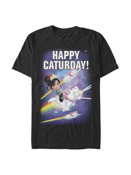 ZOOT.Fan Čierne pánske tričko Disney Happy Caturday Stars