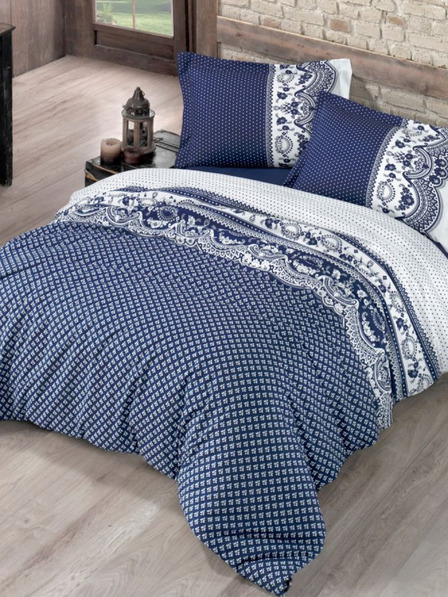 Kvalitex Francúzska bavlnená posteľná bielizeň Standard Canzone modrá 240x220, 70x90cm Kvalitex