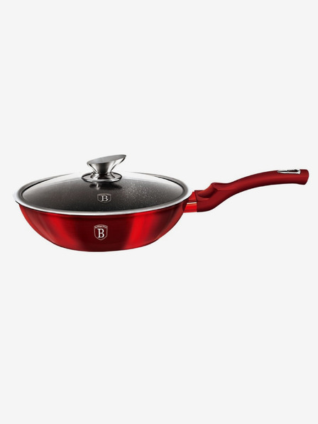 Berlingerhaus Panvica WOK s pokrievkou s mramorovým povrchom 28 cm Burgundy Metallic Line BERLINGERHAUS