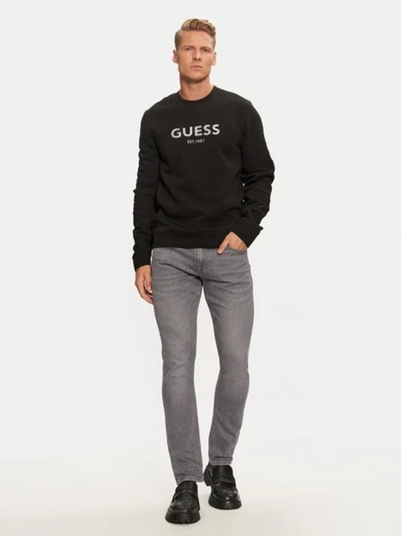 Guess Jeans Pánska čierna mikina Guess Box Cn Sweatshirt