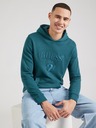 Guess Jeans Pánska petrolejová mikina s vyšitým logom a kapucňou Guess jeans