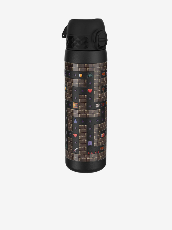 ION8 Čierna vzorovaná nerezová fľaša Ion8 Leak Proof Gamer (600 ml)