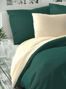 Kvalitex Saténové francúzske posteľné obliečky LUXURY COLLECTION 1+2, 200x200, 70x90cm tmavo zelené / smotanové