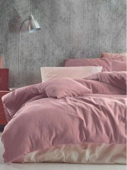 Kvalitex Francúzska mušelínová posteľná bielizeň 240x220, 70x90cm ružová Kvalitex