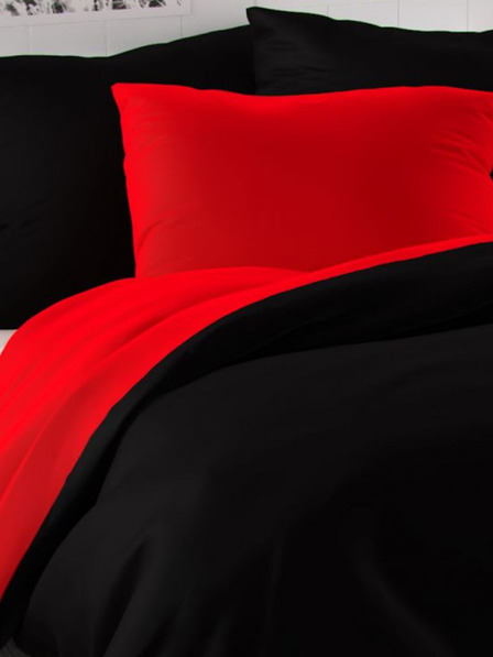Kvalitex Saténová posteľná bielizeň LUXURY COLLECTION 140x200, 70x90cm červená / čierna Kvalitex