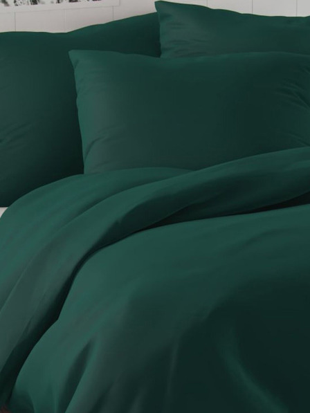 Kvalitex Saténová francúzska posteľná bielizeň LUXURY COLLECTION 1+2, 220x200, 70x90cm tmavozelená