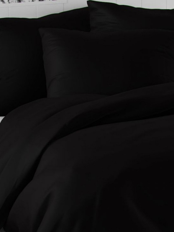 Kvalitex Saténové francúzske posteľné obliečky LUXURY COLLECTION 1+2, 200x200, 70x90cm čierne