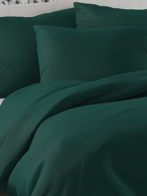 Kvalitex Saténová posteľná bielizeň LUXURY COLLECTION 140x200, 70x90cm tmavozelená