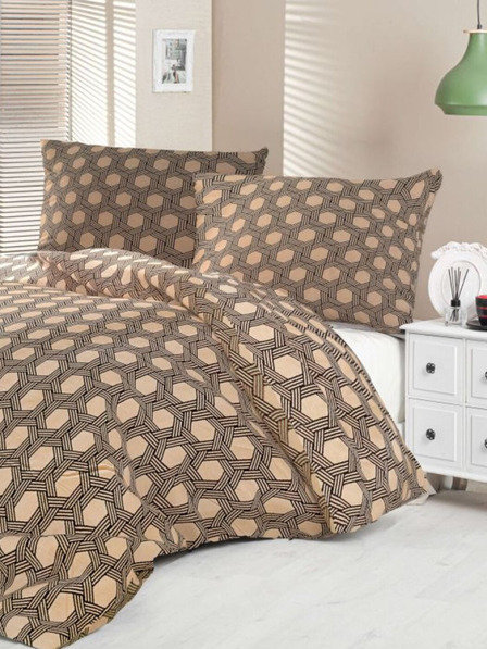 Kvalitex Saténové francúzske posteľné obliečky Luxury Collection 1+2, 240x200, 70x90cm Carero béžové Kvalitex