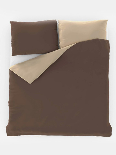 Kvalitex Saténové francúzske posteľné obliečky LUXURY COLLECTION 1+2, 240x200, 70x90cm tmavohnedé / béžové