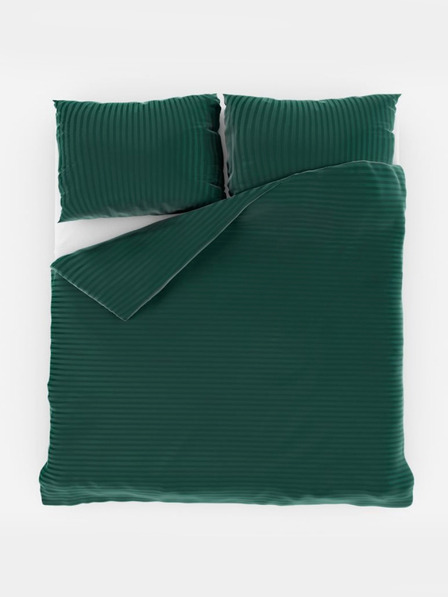 Kvalitex Francúzska saténová posteľná bielizeň s pruhom 1+2, 220x200, 70x90cm DARK GREEN