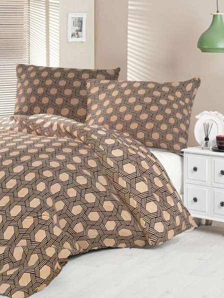 Kvalitex Saténové francúzske posteľné obliečky Luxury Collection 1+2, 220x200, 70x90cm Carero béžové Kvalitex