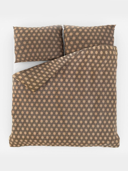 Kvalitex Saténové francúzske posteľné obliečky Luxury Collection 1+2, 220x200, 70x90cm Carero béžové Kvalitex