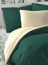 Kvalitex Saténové francúzske predĺžené posteľné obliečky LUXURY COLLECTION 1+2, 240x220, 70x90cm tmavo zelené / smotanové