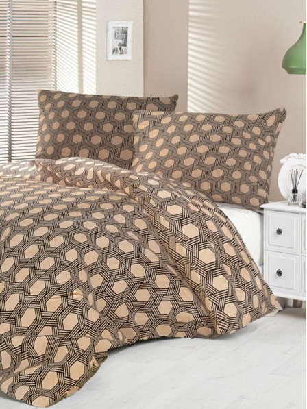 Kvalitex Saténové francúzske posteľné obliečky Luxury Collection 1+2, 200x200, 70x90cm Carero béžové Kvalitex