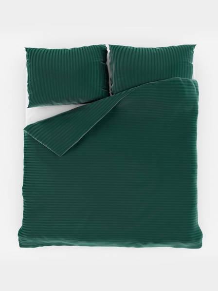 Kvalitex Saténová predĺžená posteľná bielizeň s prúžkom 140x220, 70x90cm DARK GREEN