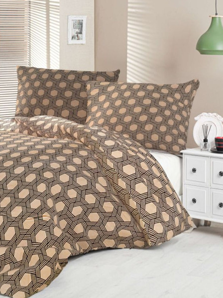 Kvalitex Saténová posteľná bielizeň Luxury Collection 140x200, 70x90cm Carero béžová Kvalitex