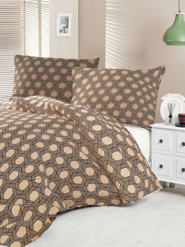 Kvalitex Saténová posteľná bielizeň Luxury Collection 140x200, 70x90cm Carero béžová Kvalitex