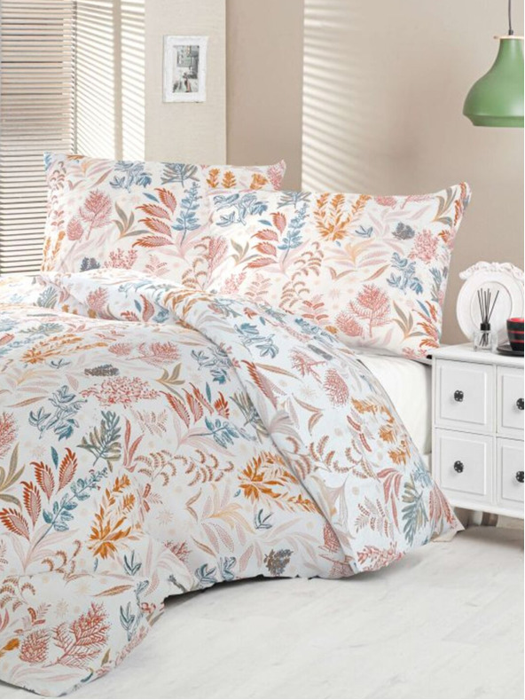 Kvalitex Saténové francúzske posteľné obliečky Luxury Collection 1+2, 240x200, 70x90cm Coral garden Kvalitex