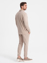 Ombre Clothing Béžová pánska tepláková súprava polokošeľa + nohavice Ombre Oblečenie
