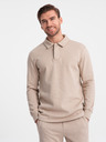 Ombre Clothing Béžová pánska tepláková súprava polokošeľa + nohavice Ombre Oblečenie