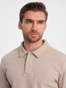 Ombre Clothing Béžová pánska tepláková súprava polokošeľa + nohavice Ombre Oblečenie