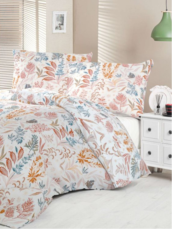 Kvalitex Saténové francúzske posteľné obliečky Luxury Collection 1+2, 220x200, 70x90cm Coral garden Kvalitex