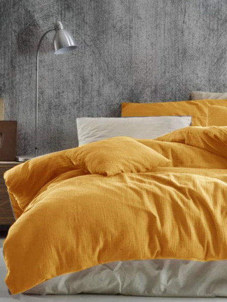 Kvalitex Predĺžená mušelínová posteľná bielizeň 140x220, 70x90cm žltá Kvalitex
