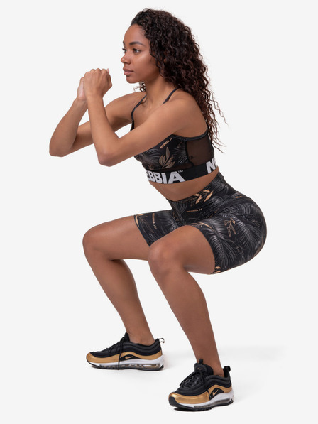 Nebbia Čierne dámske vzorované krátke legíny Nebbia Biker Shorts