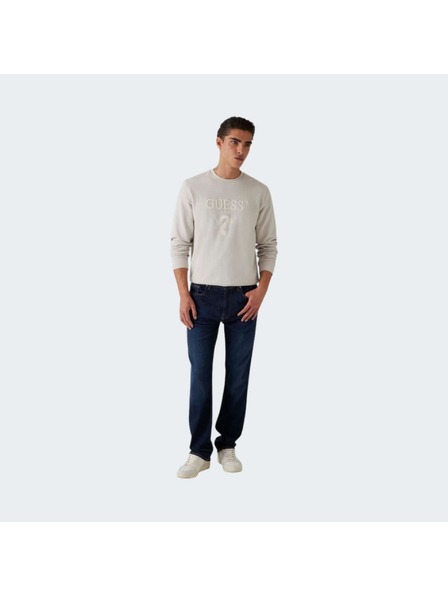 Guess Jeans Pánska ecru mikina s vyšitým logom Guess jeans