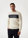 Guess Jeans Pánsky biely sveter s pruhom Guess jeans