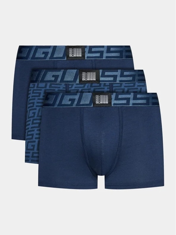 Guess Jeans Súprava tmavomodrých pánskych boxeriek Guess Jeans Underwear 3-Pack P7CJ G Quadrate Blue