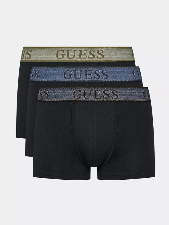 Guess Jeans Súprava čiernych pánskych boxeriek Guess Jeans Underwear 3-Pack U3BG13 K6YW0 Black Elastic Bog