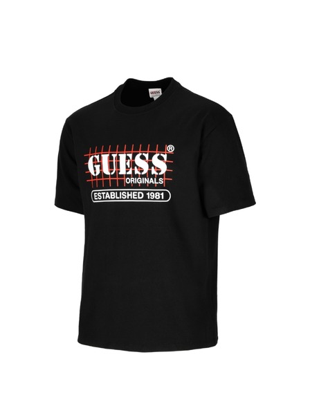Guess Jeans Pánske čierne tričko s potlačou Guess Jeans T-Shirt A996 Jet Black