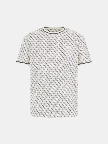 Guess Jeans Pánske biele tričko so vzorovaním Guess Jeans T-Shirt Salt White