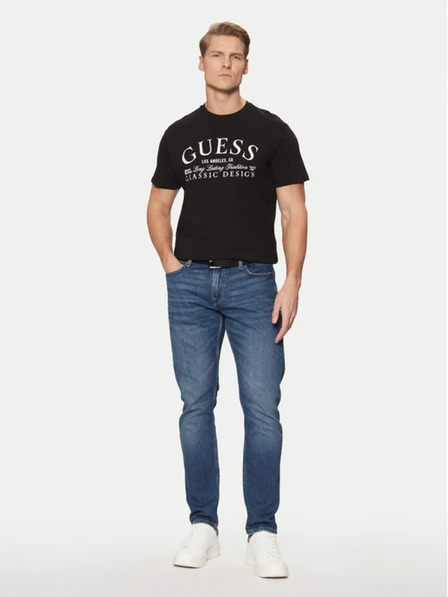 Guess Jeans Pánske čierne tričko s nápisom jblk Guess jeans