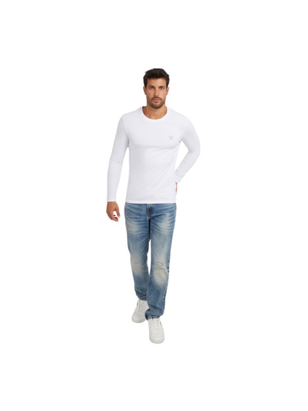 Guess Jeans Pánske biele tričko s dlhým rukávom Guess jeans