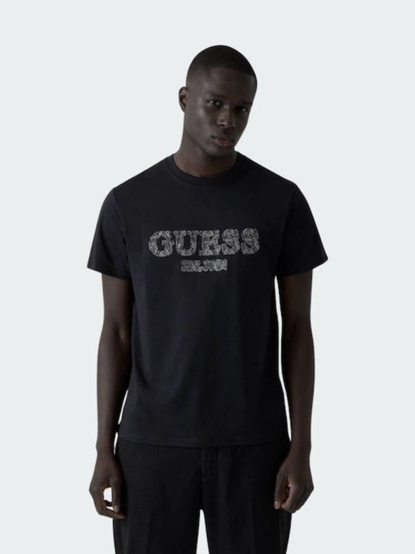 Guess Jeans Pánske čierne tričko k8fq4 Guess jeans