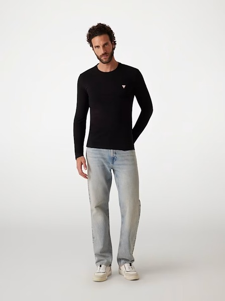 Guess Jeans Pánske čierne tričko s dlhým rukávom Guess jeans