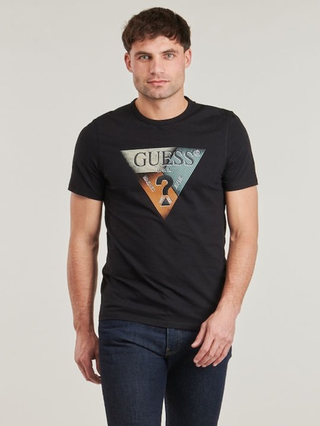 Guess Jeans Pánske čierne tričko triangle graphic Guess jeans