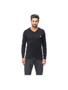 Guess Jeans Pánske čierne tričko s dlhým rukávom v-neck Guess jeans