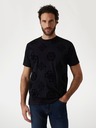 Guess Jeans Pánske čierne tričko s pivonkovou potlačou Guess jeans