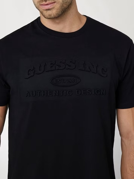 Guess Jeans Pánske čierne tričko Guess Embossed Logo
