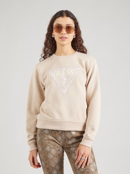 Guess Jeans Dámska béžová mikina Python big triangle logo Guess jeans