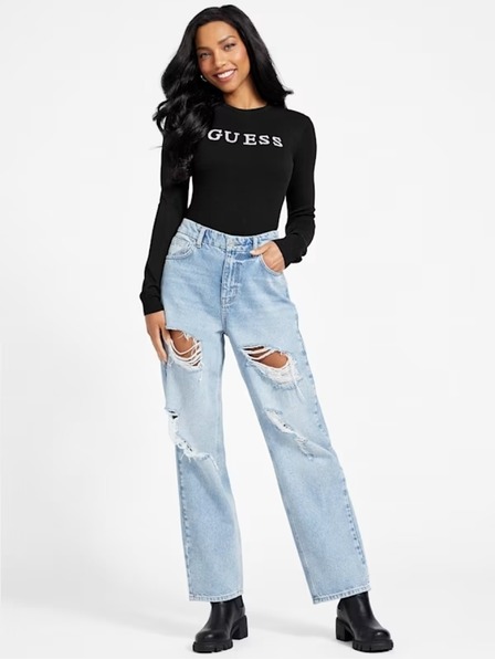 Guess Jeans Dámsky čierny sveter jblk Guess jeans