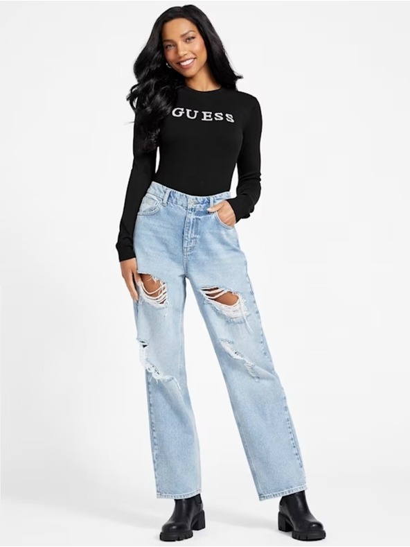 Guess Jeans Dámsky čierny sveter jblk Guess jeans