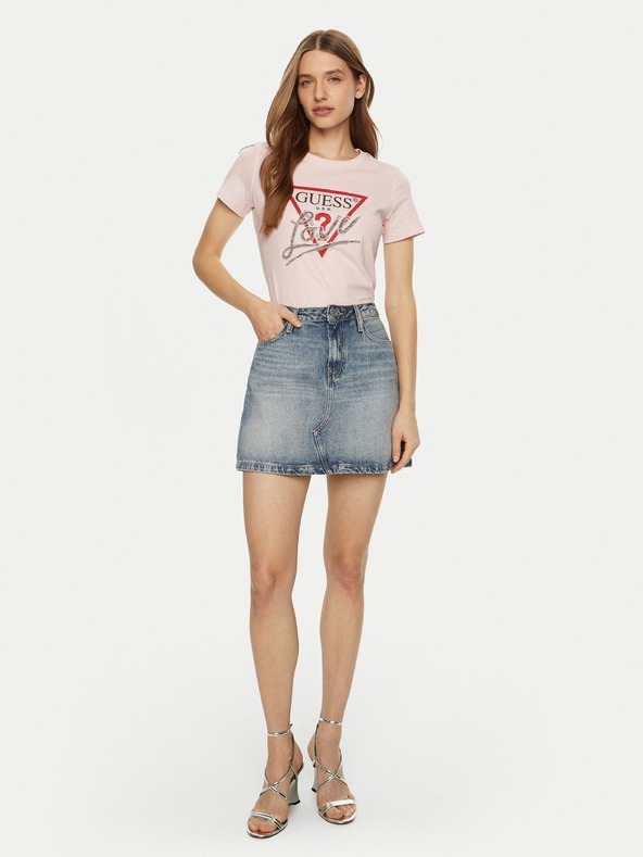 Guess Jeans Dámske svetlo ružové tričko Love Guess jeans
